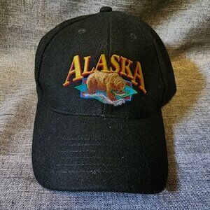 Corrington's Alaska Brown Bear Catching Salmon Black Embroidered Hat